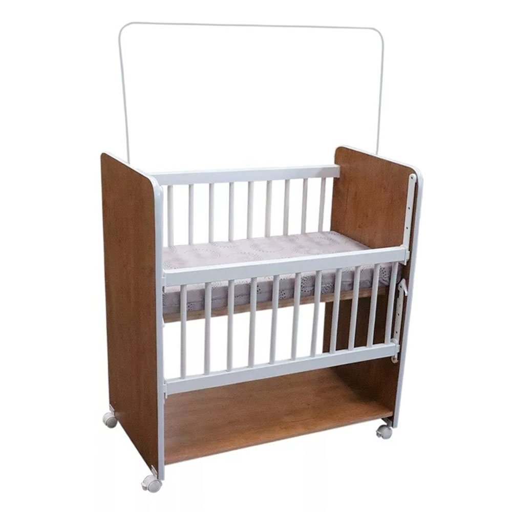 Mini Berço New Baby Bed Side Grade Móvel + Colchão:nature
