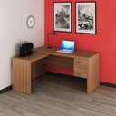 Ver imagem 2 de Mesa de Canto para Escritório 3 Gavetas Me4106 Amêndoa - Tecno Mobili