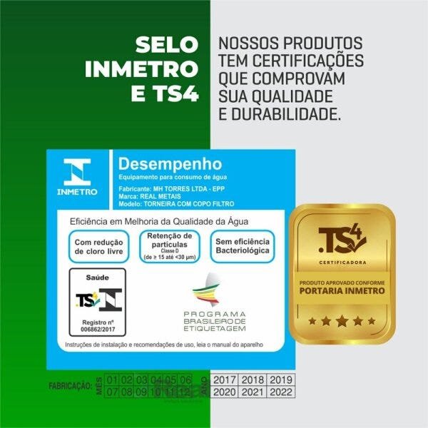 Torneira Filtro Cozinha 1/4 de Volta Metal Gourmet Flexível Luxo - 2168 C70 - 6