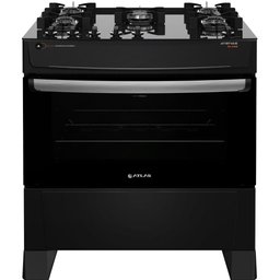 Fogão 5 Bocas Atlas Atenas Glass Preto com Mesa de Vidro Bivolt - 1