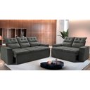 Ver imagem 1 de Conjunto de Sofá 3 e 2 Lugares Retrátil e Reclinável 2.00x1.50m Cama Inbox Smal Suede Cinza