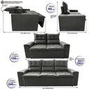 Ver imagem 2 de Conjunto de Sofá 3 e 2 Lugares Retrátil e Reclinável 2.00x1.50m Cama Inbox Smal Suede Cinza