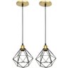 2 Pendentes Aramado Diamante Preto Luminária Lustre Industrial Teto Vintage Dourado Agp Ilumini - 1