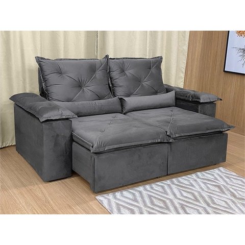 Sofá Retrátil Reclinável 1,80 m Cinza 202 Athenas