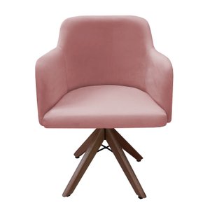 Poltrona Base Giratória Madeira Lisa Hera - Velutto Rosa Antigo