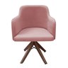 Poltrona Base Giratória Madeira Lisa Hera - Velutto Rosa Antigo - 1
