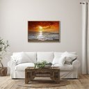 Ver imagem 1 de Quadro Decorativo Paisagem Pôr do Sol na Praia 1 Tela 80x120 para Escritório Banheiro Hall