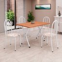 Ver imagem 1 de Conjunto de Mesa Tubular 62 100x60cm Tampo em MDF com 4 Cadeiras Ane B Branco/Botanic Bege