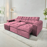 Sofá Retrátil e Reclinável 2,75m em Tecido Veludo C/ Pillow Nos Braços - Montagem Inclusa:rosa - 1