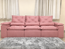 Ver imagem 1 de Sofá Retrátil e Reclinável 2,75m em Tecido Veludo c/ Pillow Nos Braços - Montagem Inclusa:Rosa