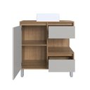 Ver imagem 3 de Gabinete Banheiro 80cm Paula Mel Arenas Cuba Branca Gavetas 1 Porta e 1 Nicho