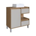 Ver imagem 1 de Gabinete Banheiro 80cm Paula Mel Arenas Cuba Branca Gavetas 1 Porta e 1 Nicho