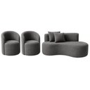 Ver imagem 2 de Conjunto Decorativo 02 Poltronas + Sofá Curvo Orgânico Nature Gaia Boucle Cinza - Montanaris Decor