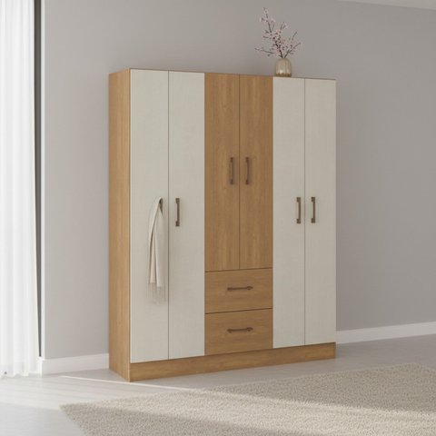 Roupeiro 6 Portas 2 Gavetas 140cm Eros Soluzione Móveis