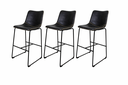 Ver imagem 1 de Kit 3 Banquetas Munich Estofadas Pretas com Encosto
