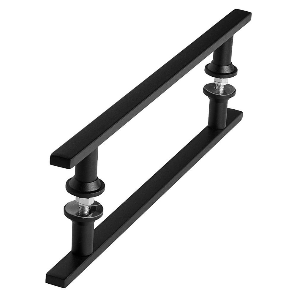 Puxador De Porta Preto Inox Vidro Pivotante 30cm M.S - 7