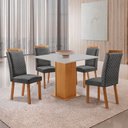 Ver imagem 2 de Mesa de Jantar Loren 90cm Tampo MDF Canto Reto com 4 Cadeiras Lorena