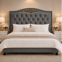 Ver imagem 1 de Cabeceira Greta 140cm Estofada Boucle p/ Cama Box Casal Quarto