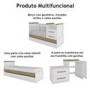 Ver imagem 2 de Berço Vini Multifuncional Vira Cama e Escrivaninha Branco/Carvalho - Peroba Móveis