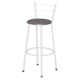 Banqueta Alta Assento Ratan Branca Retro   - 1