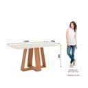 Ver imagem 2 de Conjunto Mesa de Jantar Lins com Vidro e 6 Cadeiras Bella Henn - Nature/off White/linho