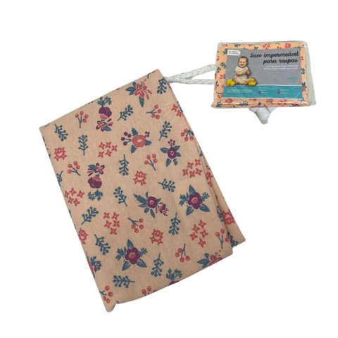 Saco Impermeável Roupa Suja Umida Flores Rosa Bebê Infantil