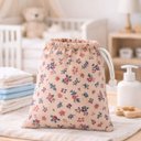 Ver imagem 2 de Saco Impermeável Roupa Suja Umida Flores Rosa Bebê Infantil