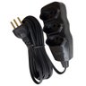 Régua Extensão Elétrica New 3 Tomadas 2p+T 10A 5 Metros Cabo PP Bivolt 127V e 250V - Preto - 5 Metro - 5