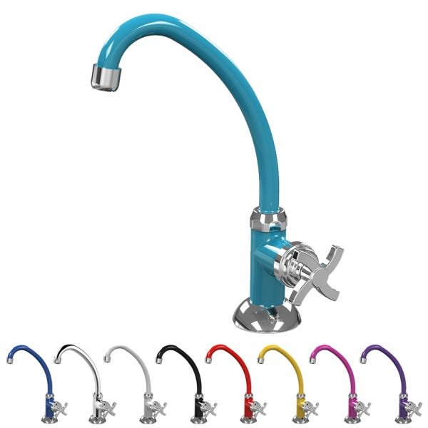 Torneira de Cozinha Bica Móvel de Mesa Quadriseta E05 Colors BCD Acquabios - Azul claro - 1