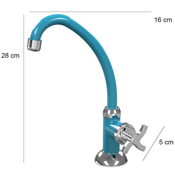 Torneira de Cozinha Bica Móvel de Mesa Quadriseta E05 Colors BCD Acquabios - Azul claro - 3