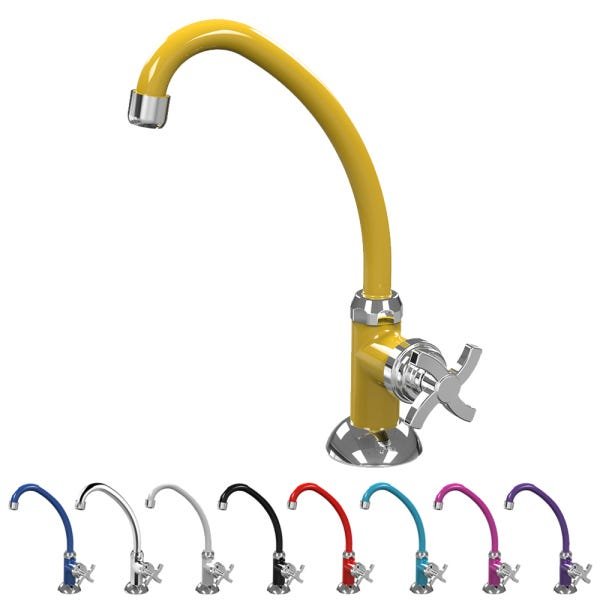 Torneira de Cozinha Bica Móvel de Mesa Quadriseta E05 Colors BCD Acquabios - Amarelo - 1