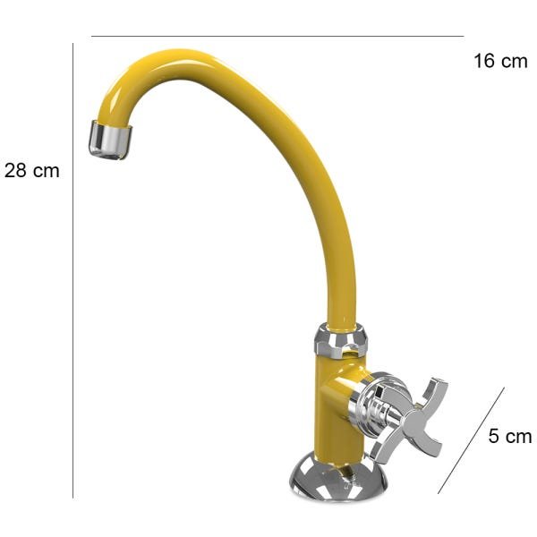 Torneira de Cozinha Bica Móvel de Mesa Quadriseta E05 Colors BCD Acquabios - Amarelo - 3