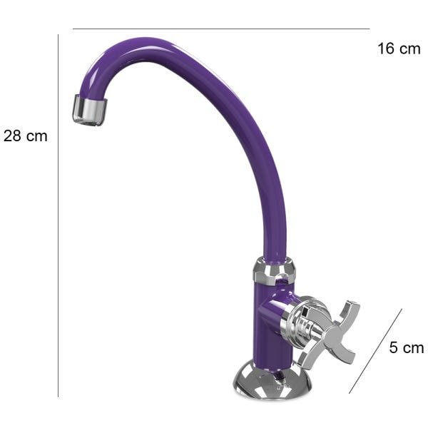 Torneira de Cozinha Bica Móvel de Mesa Quadriseta E05 Colors BCD Acquabios - Roxo - 3