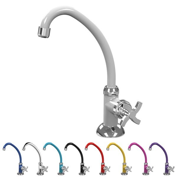 Torneira de Cozinha Bica Móvel de Mesa Quadriseta E05 Colors BCD Acquabios - Branco Cromo - 1