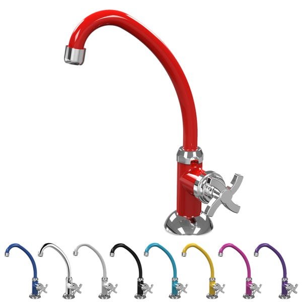 Torneira de Cozinha Bica Móvel de Mesa Quadriseta E05 Colors BCD Acquabios - Vermelho - 1