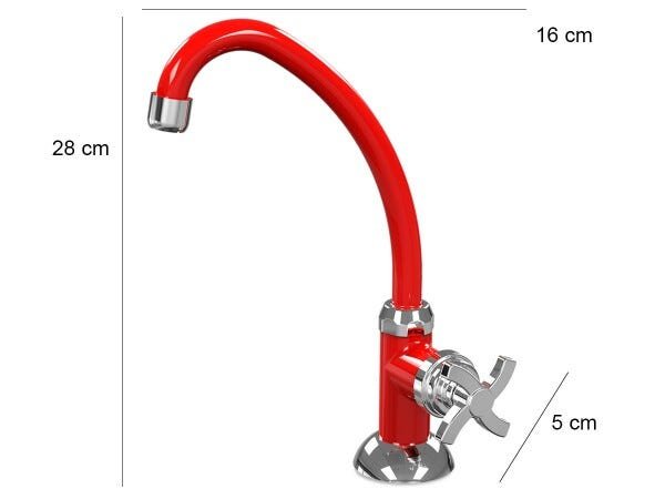 Torneira de Cozinha Bica Móvel de Mesa Quadriseta E05 Colors BCD Acquabios - Vermelho - 3