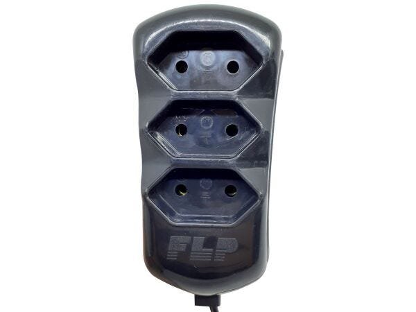 Régua Extensão Elétrica 3 Tomadas 2p 10A 5 Metros Cabo Paralelo Bivolt 127V e 250V - Preto - 5 Metro - 2