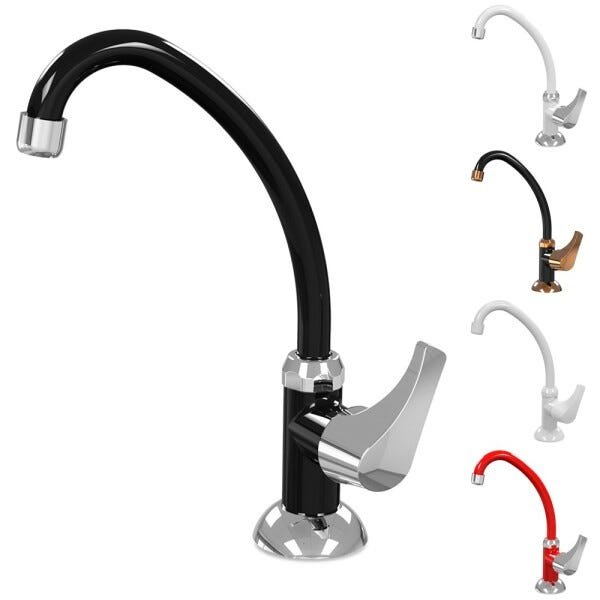 Torneira de Cozinha Bica Móvel de Mesa 1/4 de Volta Premium BCD Acquabios - Preto - 1