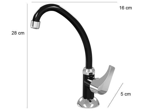 Torneira de Cozinha Bica Móvel de Mesa 1/4 de Volta Premium BCD Acquabios - Preto - 3