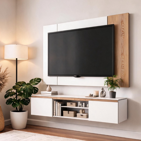 Painel com Rack Funcional para TV - Cava Suspenso 136cm