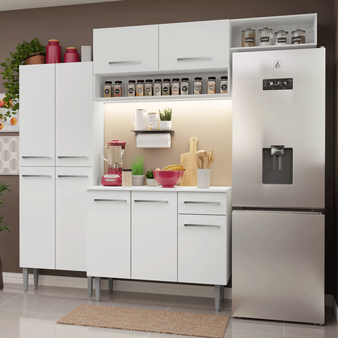 Armário de Cozinha Completa 229cm Branco Emilly Madesa 18XA