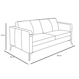 Sofá Decorativo Sala de Estar 2 Lugares 180cm Europa Couro Conhaque - Mozzelar - 3