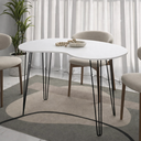 Ver imagem 2 de Mesa de Jantar Orgânica 120cm X 80cm Formato Grão Tampo Branco Pés Preto - Rede Móveis