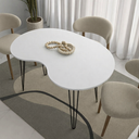 Ver imagem 1 de Mesa de Jantar Orgânica 120cm X 80cm Formato Grão Tampo Branco Pés Preto - Rede Móveis