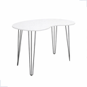 Ver imagem 3 de Mesa de Jantar Orgânica 120cm X 80cm Formato Grão Tampo Branco Pés Preto - Rede Móveis