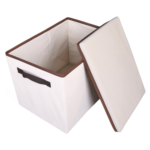 Aixa Organizadora de Tecido Organibox com Alça e Tampa de 28x31x28cm Cor: Marrom