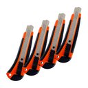 Ver imagem 1 de Kit 4 Pçs Estilete Metálico Emborrachado Largo Lâmina 18mm Empacotamento Multiuso