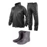 Kit Capa de Chuva Delta Flex Com Capuz + Bota Motosafe PVC Motociclista - Preto / CAPA GG + BOTA 41 - 1