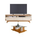 Ver imagem 5 de Conjunto de Bancada e Mesa de Centro Olívia para TV 75" MDP Cinamomo Off White Th Shop
