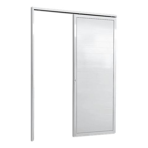 Porta de Correr Alumínio Branco Parede 1 Folha Lambril Maxx